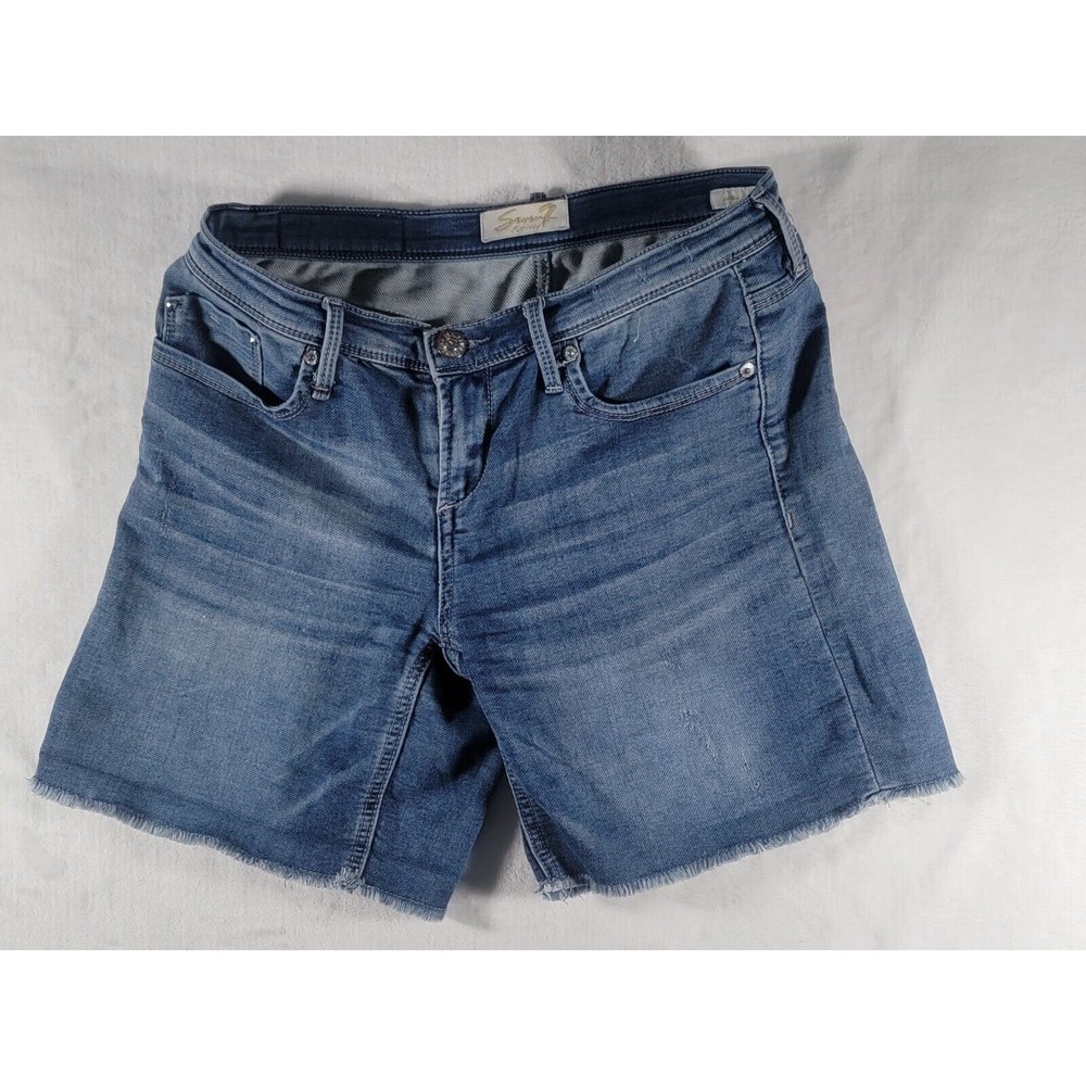 Seven7 Mid-Rise Cut-Off Blue Denim Shorts Women's Size 6